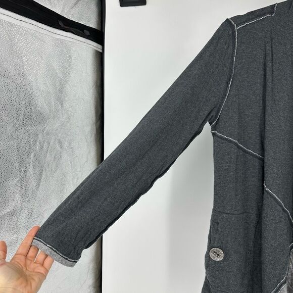 Neon Buddha Womens Long Sleeve Draped Cardigan Size S Cotton Grey Lagenlook Arts - Picture 11 of 12